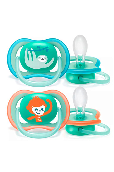 Philips AVENT / Пустышка силиконовая Ultra Air декор, 18 мес.+ (уп. 2 шт.), универсальная, SCF349/21